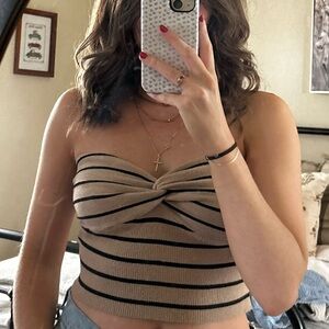 Black and Tan Striped Tank Top